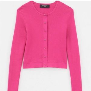 NWT PAULE KA PARIS (AZALEE) RIBBED-KNIT WOOL and SILK CARDIGAN - SIZE XL